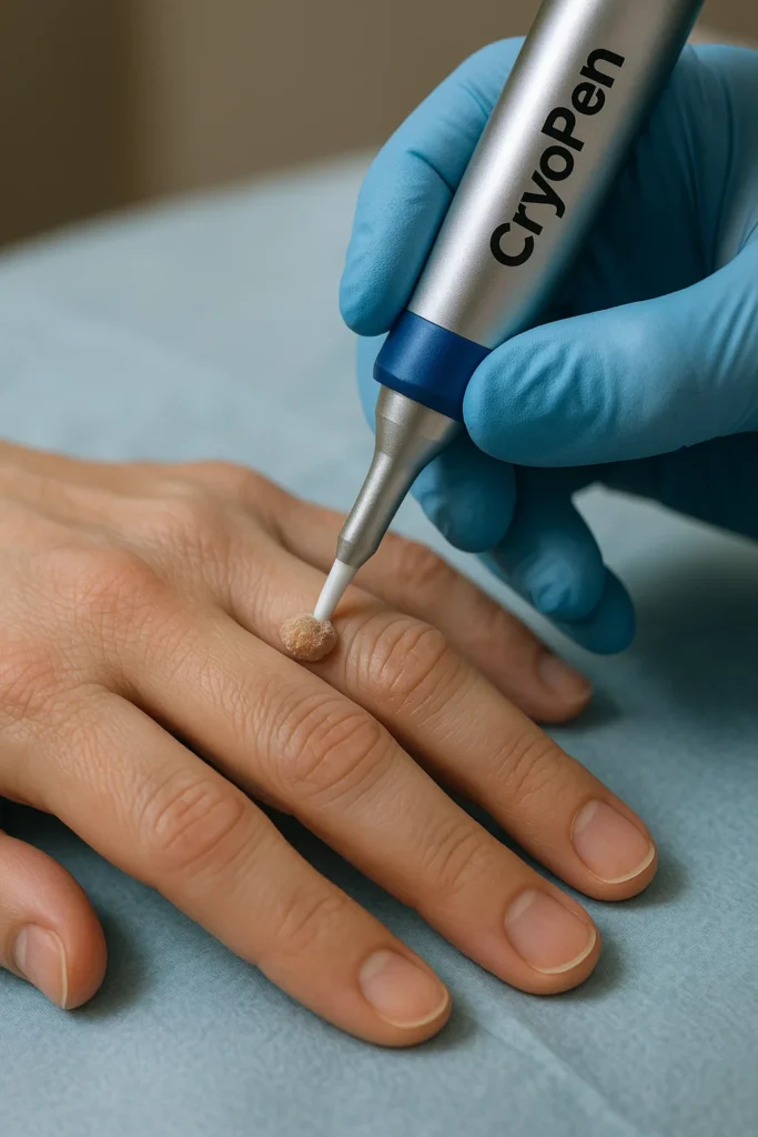 example of cryopen wart removal Bracknell treatment on a persons finger