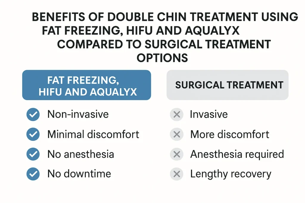Graphic about the benefits of double chin treatment Bracknell - from LA LIPO