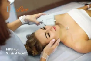 Woman having Hi-Fu to reduce wrinkles Bracknell.