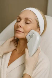 Woman receiving HIFU non surgical facelift treatment Bracknell